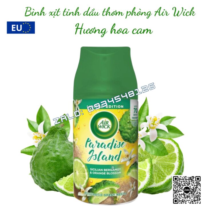 BÌNH XỊT TINH DẦU THƠM PHÒNG AIR WICK 250ml, TINH DẦU THIÊN NHIÊN, HỖ TRỢ KHỬ MÙI, NHẬP KHẨU CHÂU ÂU
