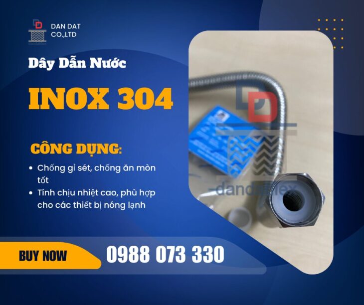 Dây dẫn nước inox 304, Ống mềm dẫn nước inox, Dây cấp nước nóng lạnh inox cao cấp