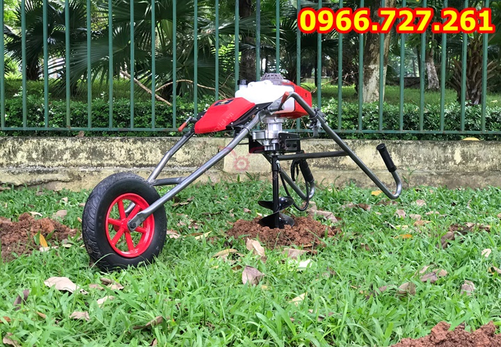 Máy khoan đất đẩy tay có bánh xe – Khoan lỗ trồng cây nhanh, nhẹ sức