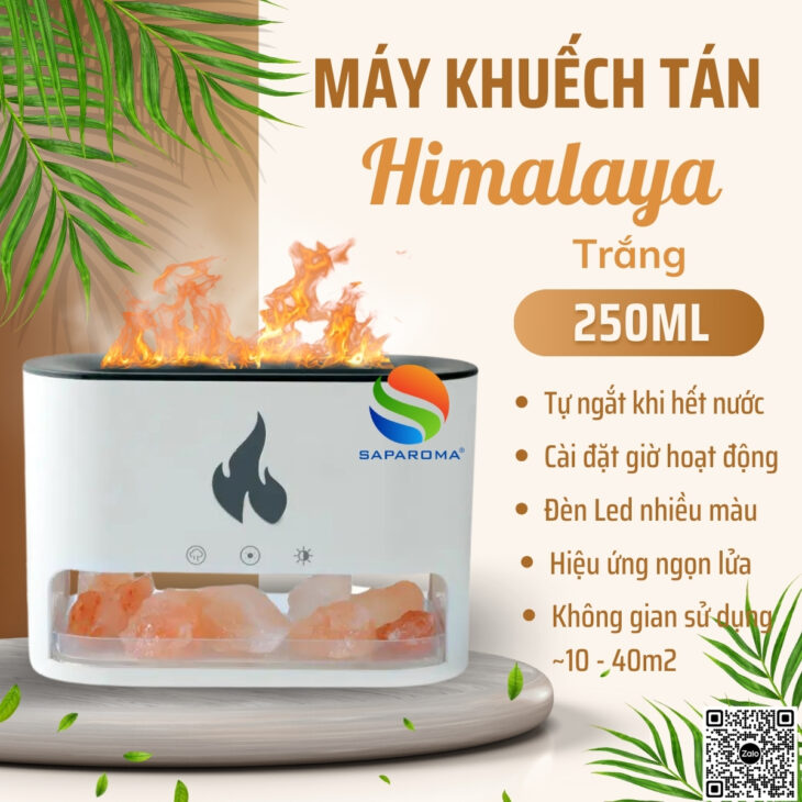 Máy xông tinh dầu SAPAROMA hiệu ứng lửa, led nhiều màu kèm điều khiển, thơm phòng, hỗ trợ khử mùi