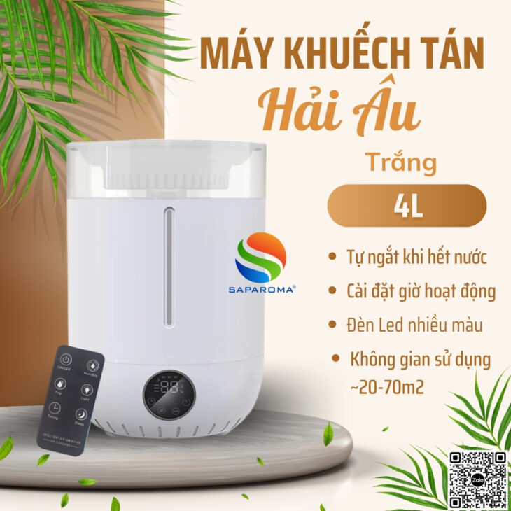 Máy xông tinh dầu SAPAROMA led nhiều màu kèm điều khiển, loa Bluetooth, hỗ trợ khử mùi, thơm phòng