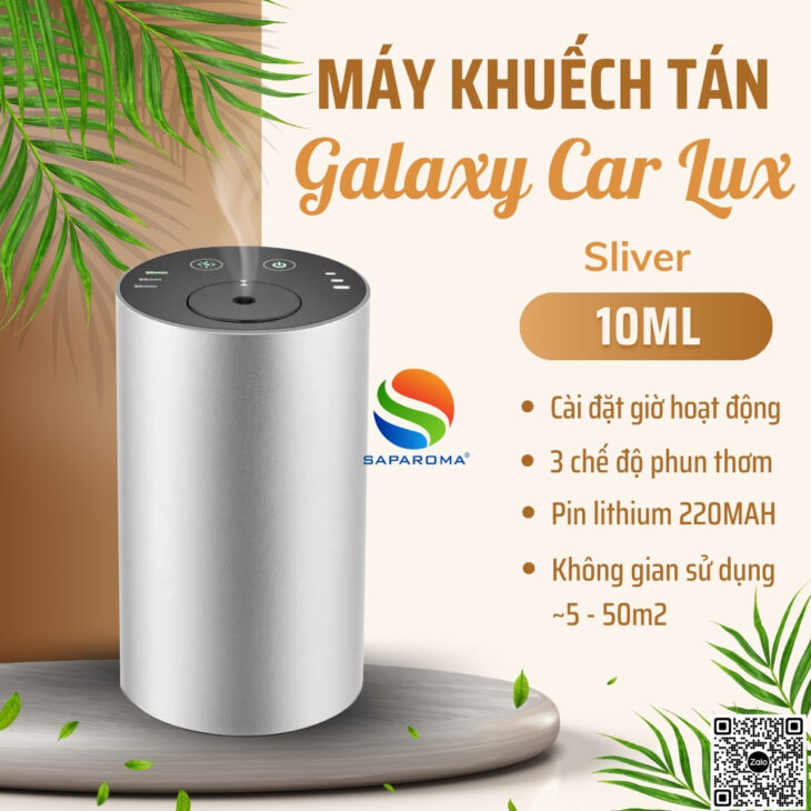 Máy khuếch tán tinh dầu SAPAROMA GALAXY CAR, pin tích điện, hỗ trợ khử mùi, thơm xe, thơm phòng