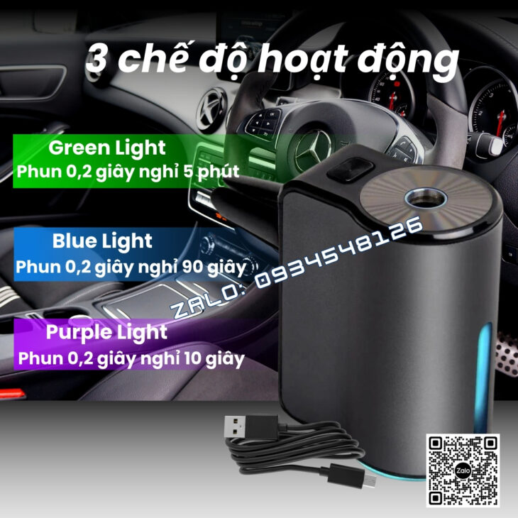 MÁY KHUẾCH TÁN TINH DẦU TỰ ĐỘNG CÀI CỬA GIÓ Ô TÔ GALAXY CAR PRO, HỖ TRỢ KHỬ MÙI XE HƠI