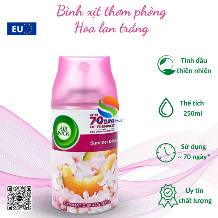 Bình xịt tự động tinh dầu thiên nhiên Air Wick 250ml – chính hãng EU, thơm phòng, hỗ trợ khử mùi