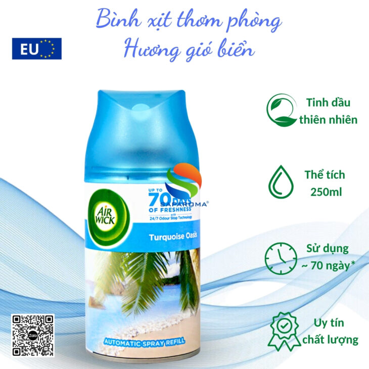 Bình xịt tự động tinh dầu thiên nhiên Air Wick 250ml – chính hãng EU, thơm phòng, hỗ trợ khử mùi