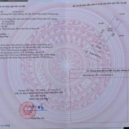 chủ cần bán lô đất 103m tại khu đấu giá khoang bèo TT xuân mai chương mỹ hà nội