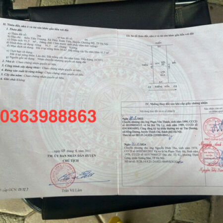 Chính chủ cần sang nhượng lô Đất hơn 90m tại Tiên Trượng , Thuỷ Xuân Tiên , – cách quốc lộ 6 đang