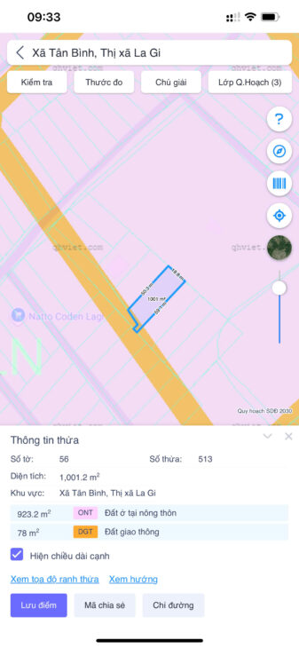 Bán 1001m2 đất thổ cư rừng vàng Tân Bình, thị xã LaGi giá ngộp 1.3 tỷ gần biển