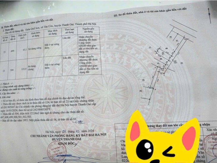 CẦN BÁN LÔ ĐẤT TẠI QUẾ SƠN – TÂN ƯỚC – THANH OAI