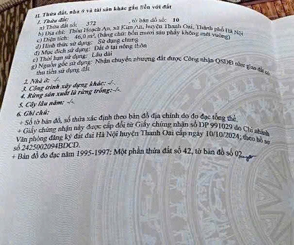 CHÍNH CHỦ CẦN BÁN MẢNH ĐẤT TẠI KIM AN- THANH OAI