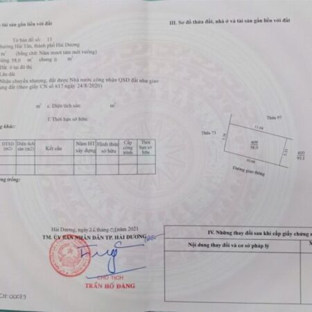 ĐẤT ĐẸP – GIÁ CỰC TỐT – CHÍNH CHỦ BÁN NHANH ĐẤT Khu 1, phường Hải Tân, thành phố Hải Dương. ĐẤT ĐẸP – GIÁ CỰC TỐT – CHÍNH CHỦ BÁN NHANH ĐẤT Khu 1, phường Hải Tân, thành phố Hải Dương.