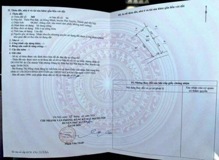 CẦN BÁN LÔ ĐẤT TẠI HỒNG MINH- PHÚ XUYÊN