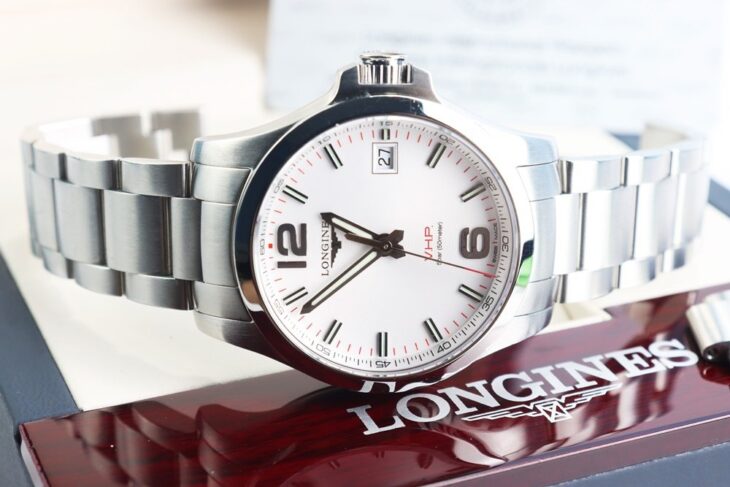 ĐH Nam : Longines Conquest Dây Thép – Lịch Vạn Niên – Size 41mm, Full hộp + thẻ BH….