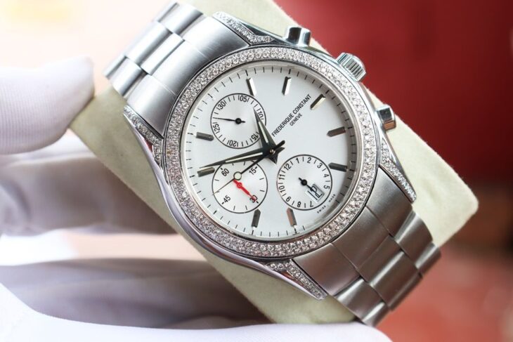 ĐH Nam : Frederique Constant Chronograph Automatic – Niềng đính full Kim Cương – Size 42mm
