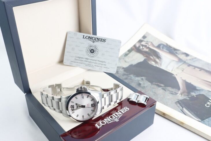 ĐH Nam : Longines Conquest Dây Thép – Lịch Vạn Niên – Size 41mm, Full hộp + thẻ BH….