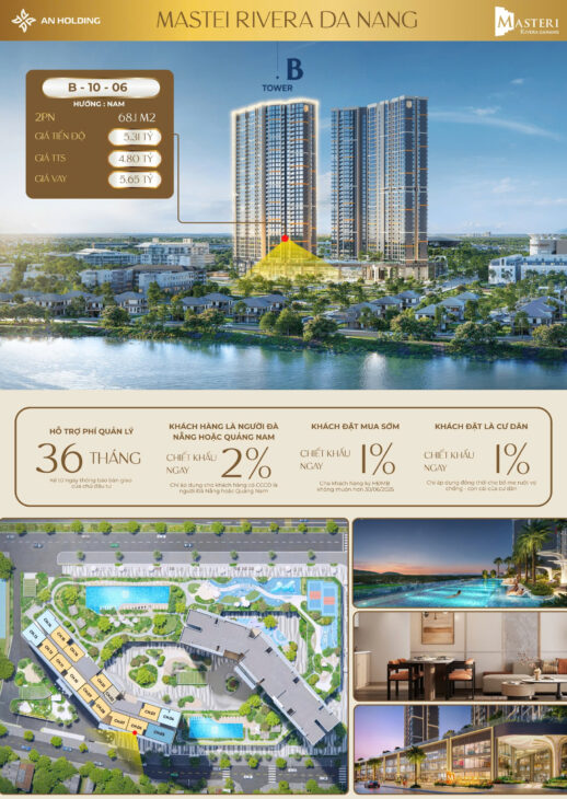 Độc quyền quỹ căn Hướng Nam 06,07 dự án Masteri Rivera Đà Nẵng