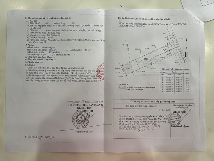36. ĐẤT THẠNH LỘC 40, NGAY CỔNG TRƯỜNG HỌC TRẦN CAO VÂN-229M2 THỔ CƯ – 9.6 TỶ-
