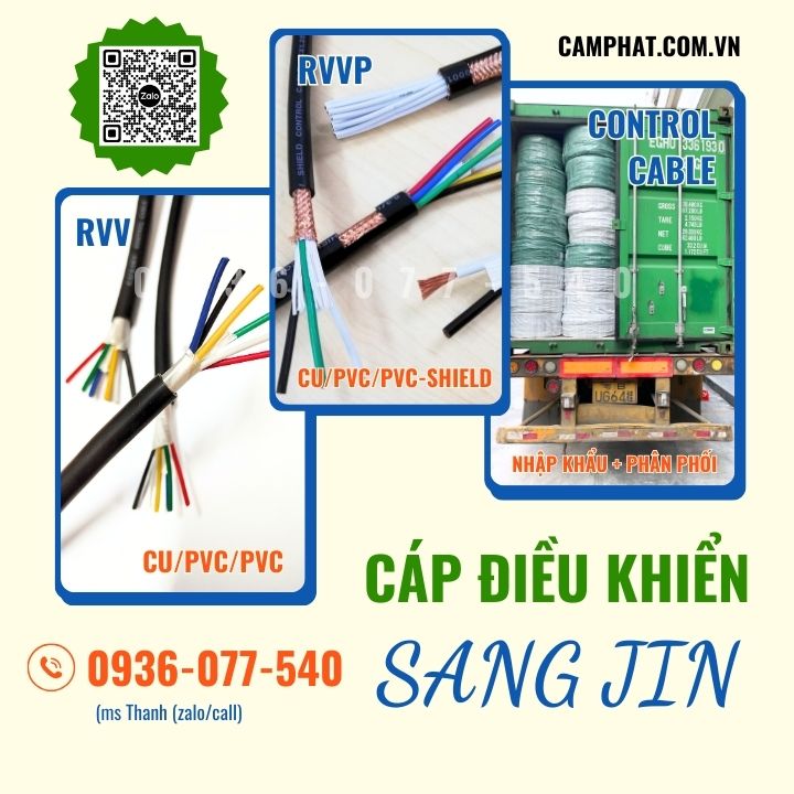 Cáp điều khiển Sangjin 8 x 1.5 mm2 – Cáp Sang Jin không lưới chống nhiễu Cu/PVC/PVC