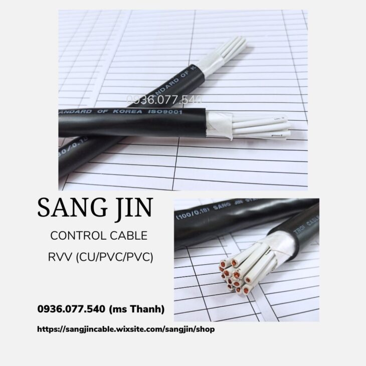 Cáp điều khiển Sangjin 8 x 1.5 mm2 – Cáp Sang Jin không lưới chống nhiễu Cu/PVC/PVC