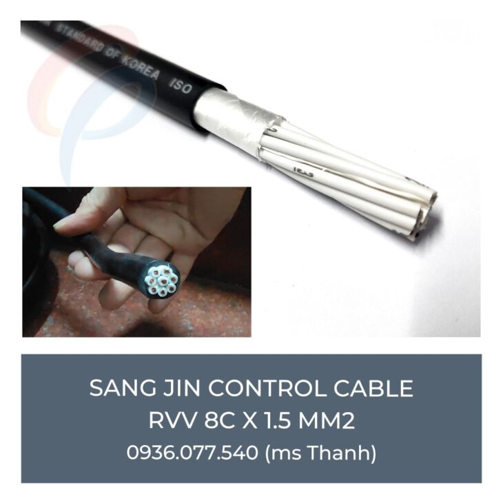 Cáp điều khiển Sangjin 8 x 1.5 mm2 – Cáp Sang Jin không lưới chống nhiễu Cu/PVC/PVC