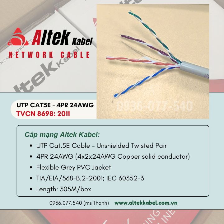 Bán Cáp mạng Lan UTP Cat5E Altek Kabel, Network Cable, cuộn 305m tại HCM