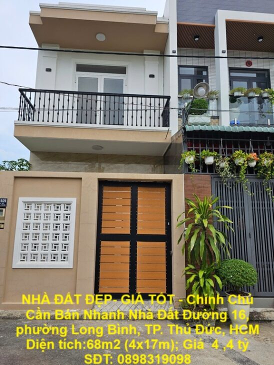 NHÀ ĐẤT ĐẸP- GIÁ TỐT – Chính Chủ Cần Bán Nhanh Nhà Đất Long Bình, Thủ Đức, Hồ Chí Minh.