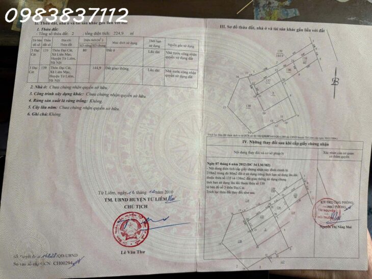 Bán đất tại Liên Mạc, 9,8 tỷ, 80m2, hướng Đông Bắc, pháp lý đầy đủ