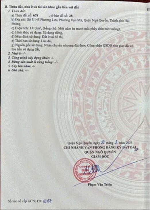 Chính Chủ Bán Căn Nhà Riêng số 5/145 Phường Lưu Vạn Mỹ, Quận Ngô Quyền, TP Hải Phòng