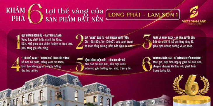 ???? SIÊU PHẨM ĐẤT NỀN LONG PHÁT – LAM SƠN 1 Sổ Đỏ Riêng, Giá Chỉ Từ 120 Triệu/Lô, Cơ Hội Sinh Lời