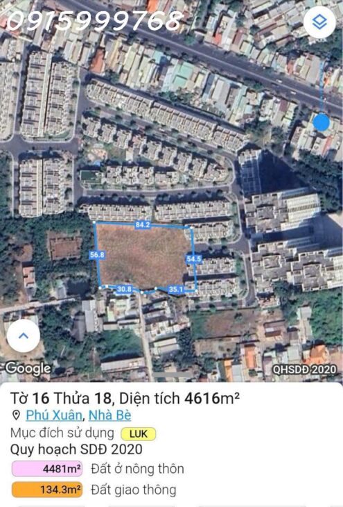Bán 4500m² Đất Full Thổ Cư đường Nguyễn Bình,Phú Xuân,Nhà Bè, Giá 110 tỷ