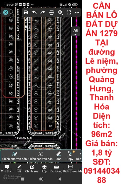 HOT HOT – CẦN BÁN LÔ ĐẤT DỰ ÁN 1279 TẠI đường Lê niệm, phường Quảng Hưng, Thanh Hóa