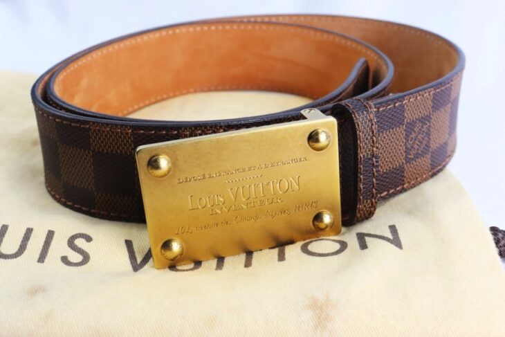 Thắt Lưng Nam : Louis Vuitton Da Carô đặc trưng LV Chính Hãng – full túi đựng…