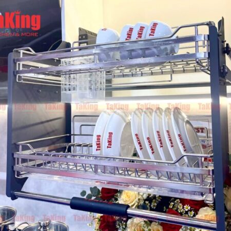 Kệ bát đĩa nâng hạ TaKing, hệ thống di chuyển thông minh, chất liệu cao cấp, thiết kế hiện đại