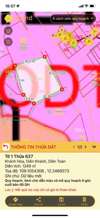 ĐẤT LÔ GÓC THOÁNG MÁT, QH LÊN THỔ CƯ XÃ DIÊN TOÀN – DIÊN KHÁNH! GIÁ CHỈ 5 TỶ
