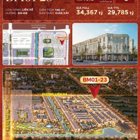 Cần bán Bình Minh 1 – Vinhomes Đan Phượng, Diện tích 146m², hướng Đông Nam – Đông Bắc – Giá 29,7