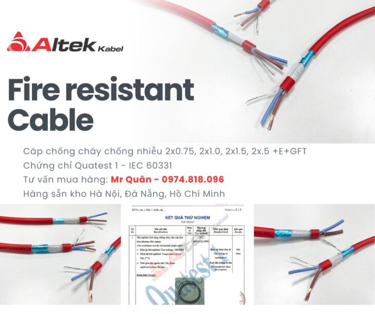 Cáp Chống Cháy 2×1.5+E+GFT – IEC60331, BS6387