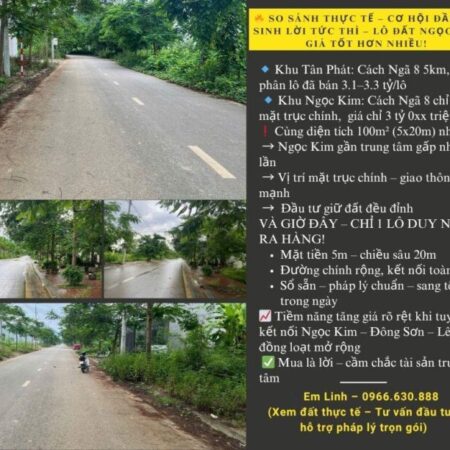 So với đất Tân Phát 5km giá 3.2 tỷ – thì đây là món hời thật sự! Lô đất mặt trục chính Ngọc Kim –