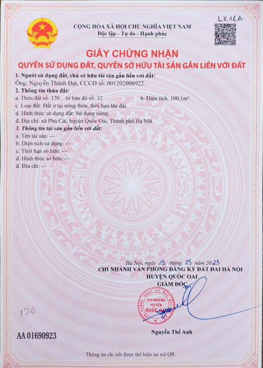 Cần bán đất nền Láng Hòa Lạc 100m2 giá 2.35 tỷ – vị trí trung tâm, dân cư đông, gần chợ Nguyễn