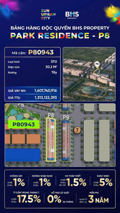 Căn hộ studio – tòa P8 dự án Sun Urban City Hà Nam (P80943)