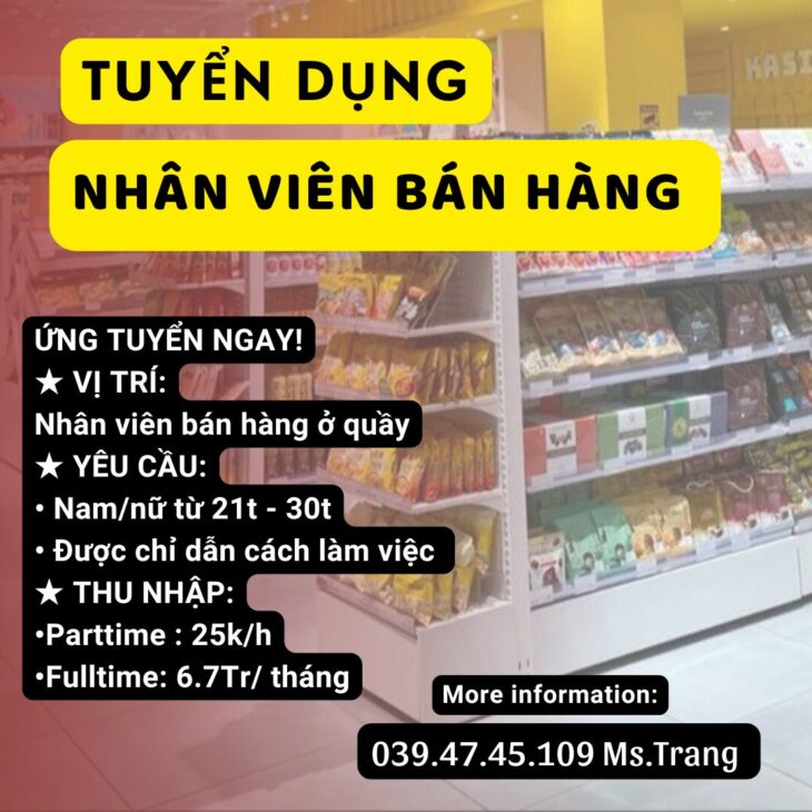 Store cần tuyển nhân viên bán hàng: Không yêu cầu kinh nghiệm
