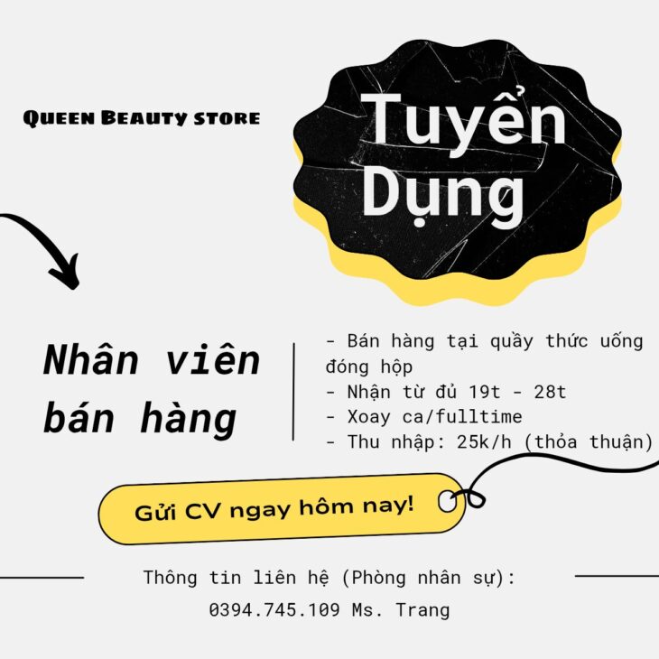 Quận Bình Thạnh cần tuyển nhân viên bán hàng
