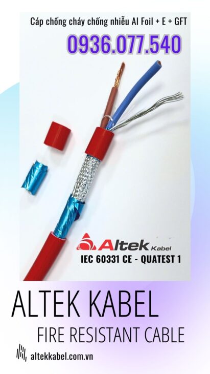 Cáp chống cháy Altek Kabel 2 x 1.0 mm2 – Đạt chuẩn IEC 60331, BS 6387