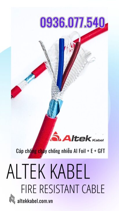 Cáp chống cháy chống nhiễu Altek Kabel 2×1.5 mm2 – Fire resistant, TC IEC 60331, BS 6387