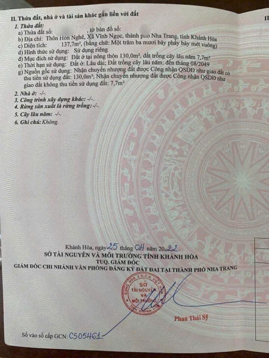 BÁN ĐẤT GẦN BẾN XE PHÍA BẮC, PHƯỜNG BẮC NHA TRANG – GIÁ TỐT