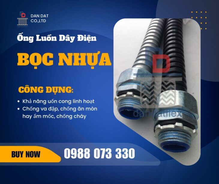 Ống ruột gà luồn dây điện chống cháy, Ống ruột gà và lưới bện inox, Ống luồn dây điện bọc nhựa