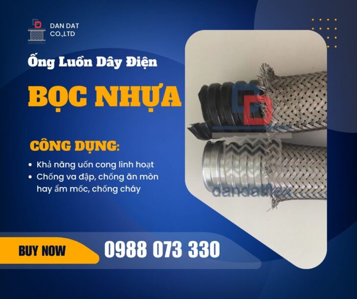 Ống ruột gà luồn dây điện chống cháy, Ống ruột gà và lưới bện inox, Ống luồn dây điện bọc nhựa