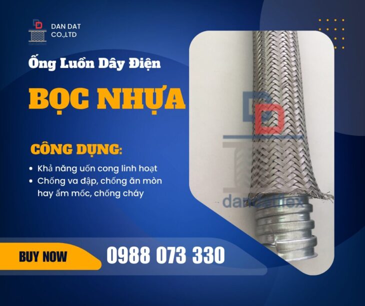 Ống ruột gà luồn dây điện chống cháy, Ống ruột gà và lưới bện inox, Ống luồn dây điện bọc nhựa