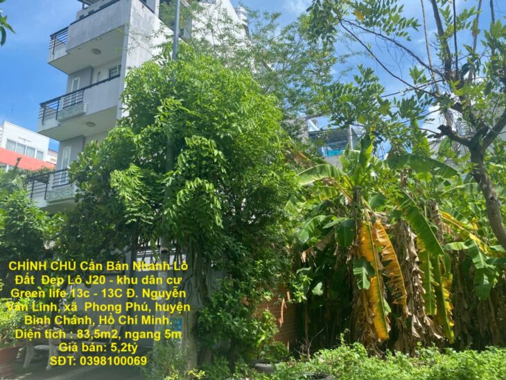 CHÍNH CHỦ Cần Bán Nhanh Lô Đất Đẹp Khu 13C Greenlife Vị Trí Tại Huyện Bình Chánh, TP HCM