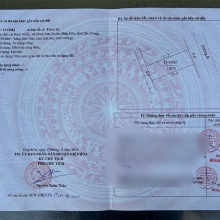 ĐẤT CHÍNH CHỦ – GIÁ TỐT – Lô 13 OM2 Khu Dân Cư Bách Nhẫn, Hiệp Hòa, Bắc Ninh ĐẤT CHÍNH CHỦ – GIÁ TỐT – Lô 13 OM2 Khu Dân Cư Bách Nhẫn, Hiệp Hòa, Bắc Ninh