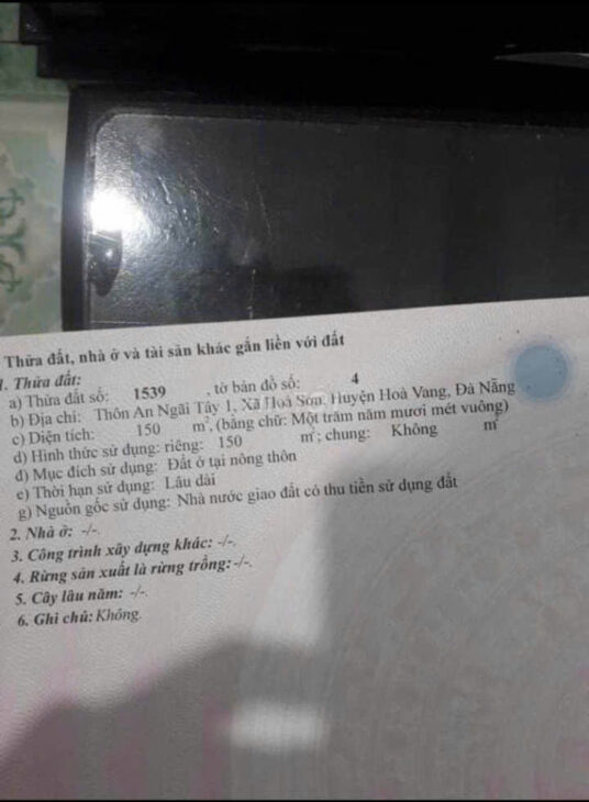 BÁN ĐẤT SAU LƯNG UBND HÒA SƠN – HÒA VANG– GIÁ RẺ, DIỆN TÍCH LỚN
